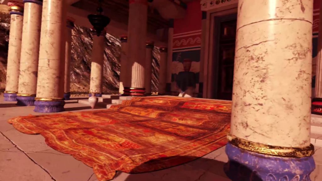 VR-Welt Tempeleingang mit Teppich